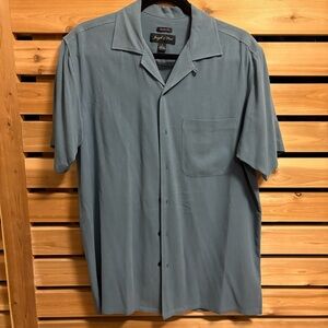Joseph & Feiss Slate Blue 100% Silk Button Down Shirt